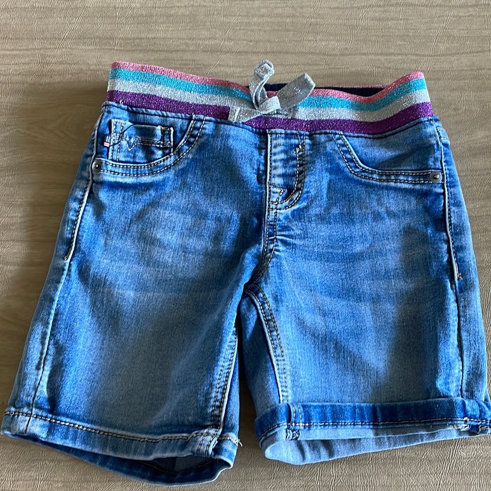 Girls Jean Shorts with Sparkly Waistband
